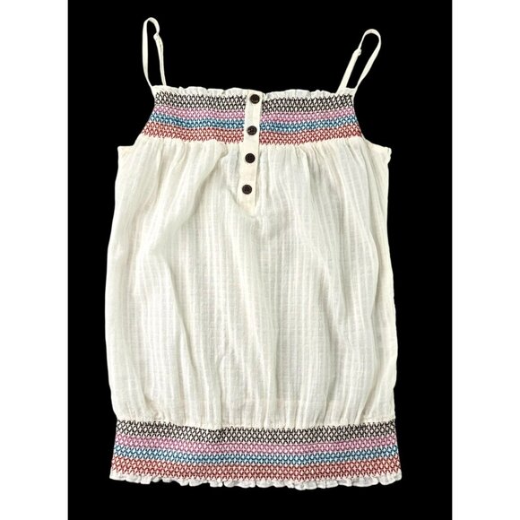 Maurices Tops - Maurices Women's White Embroidered Smocked Tank Top Size M